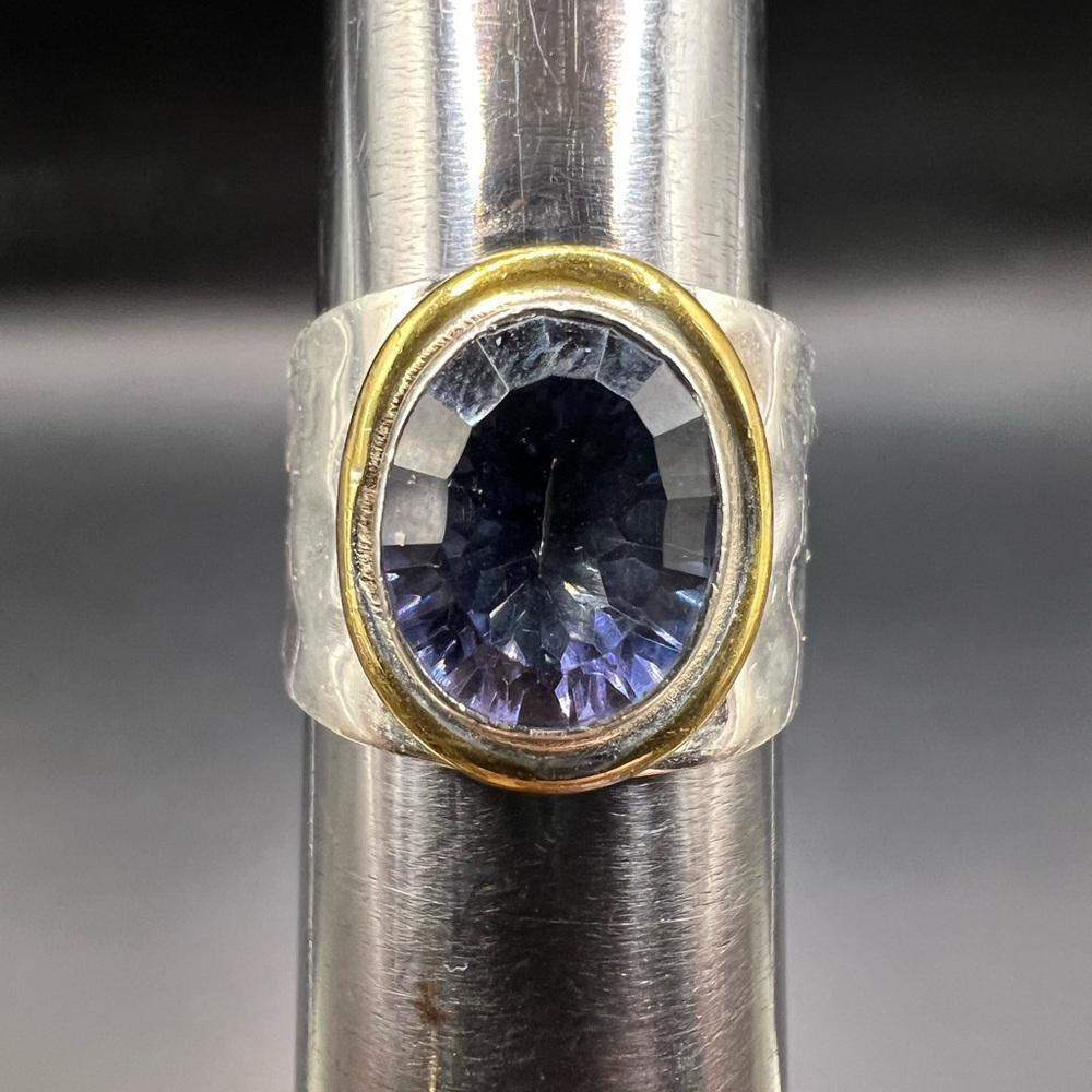 Sterling Silver Ring with Blue Mystic Quartz